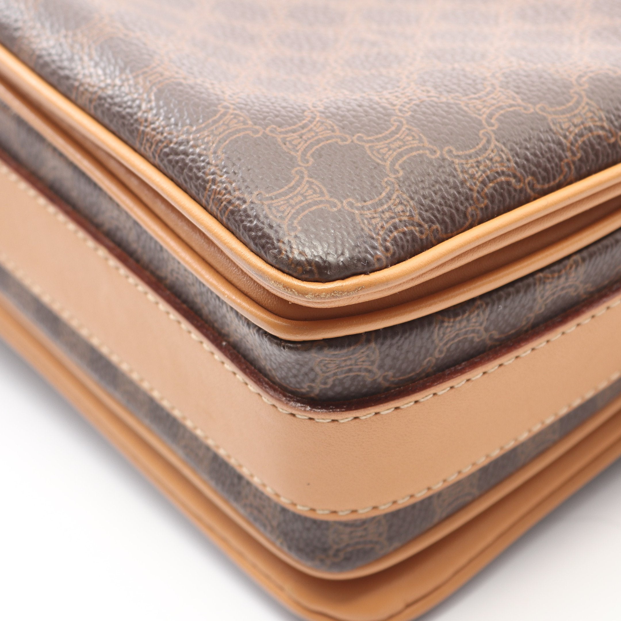 マカダム ショルダーバッグ PVC レザー ダークブラウン ライトブラウン