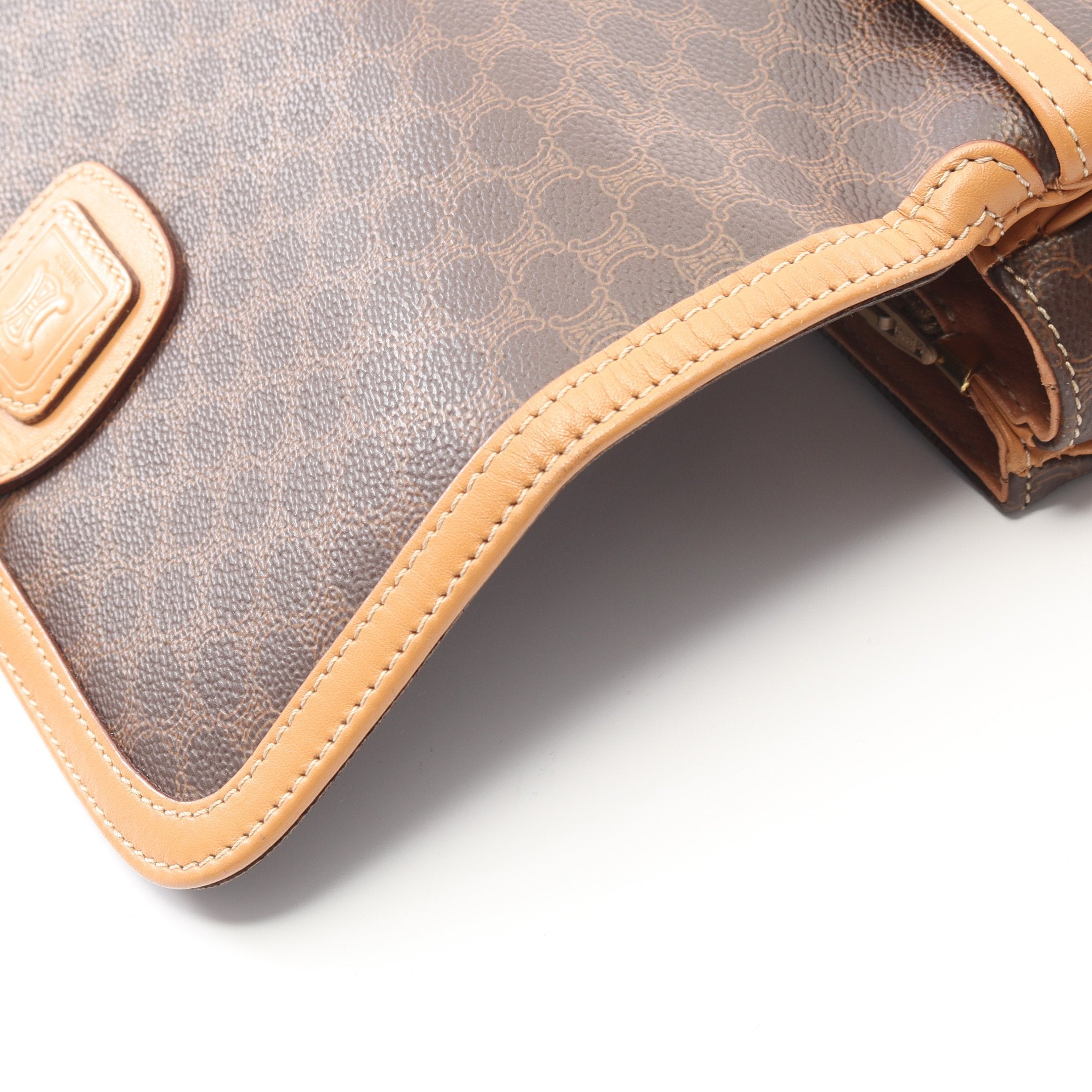 マカダム ショルダーバッグ PVC レザー ダークブラウン ライトブラウン