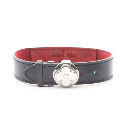 ブラスレ ヴー グッドラック ブレスレット レザー ブラック シルバー ルイヴィトン アクセサリー LOUIS VUITTON