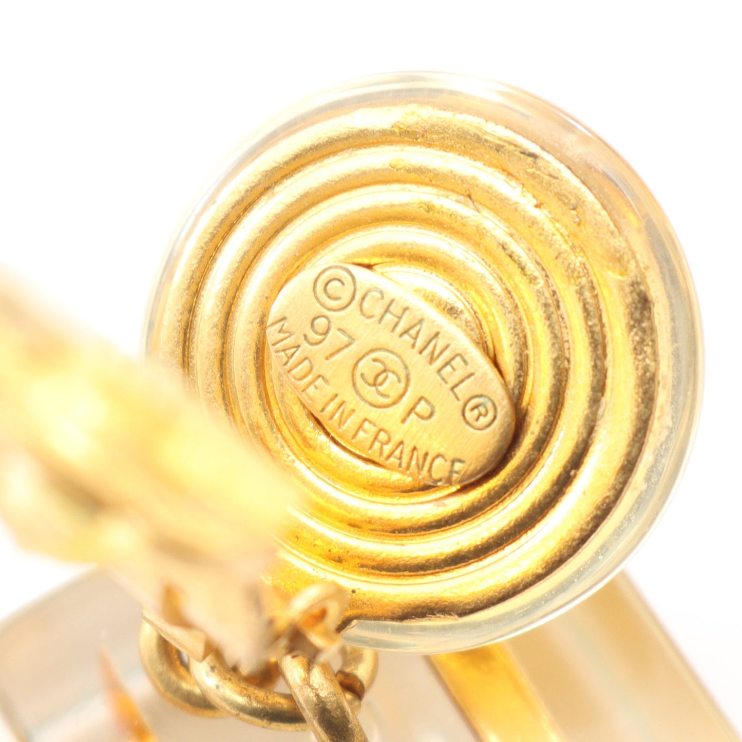 ココマーク キューブ イヤリング GP レジン ゴールド クリア 97P シャネル アクセサリー CHANEL
