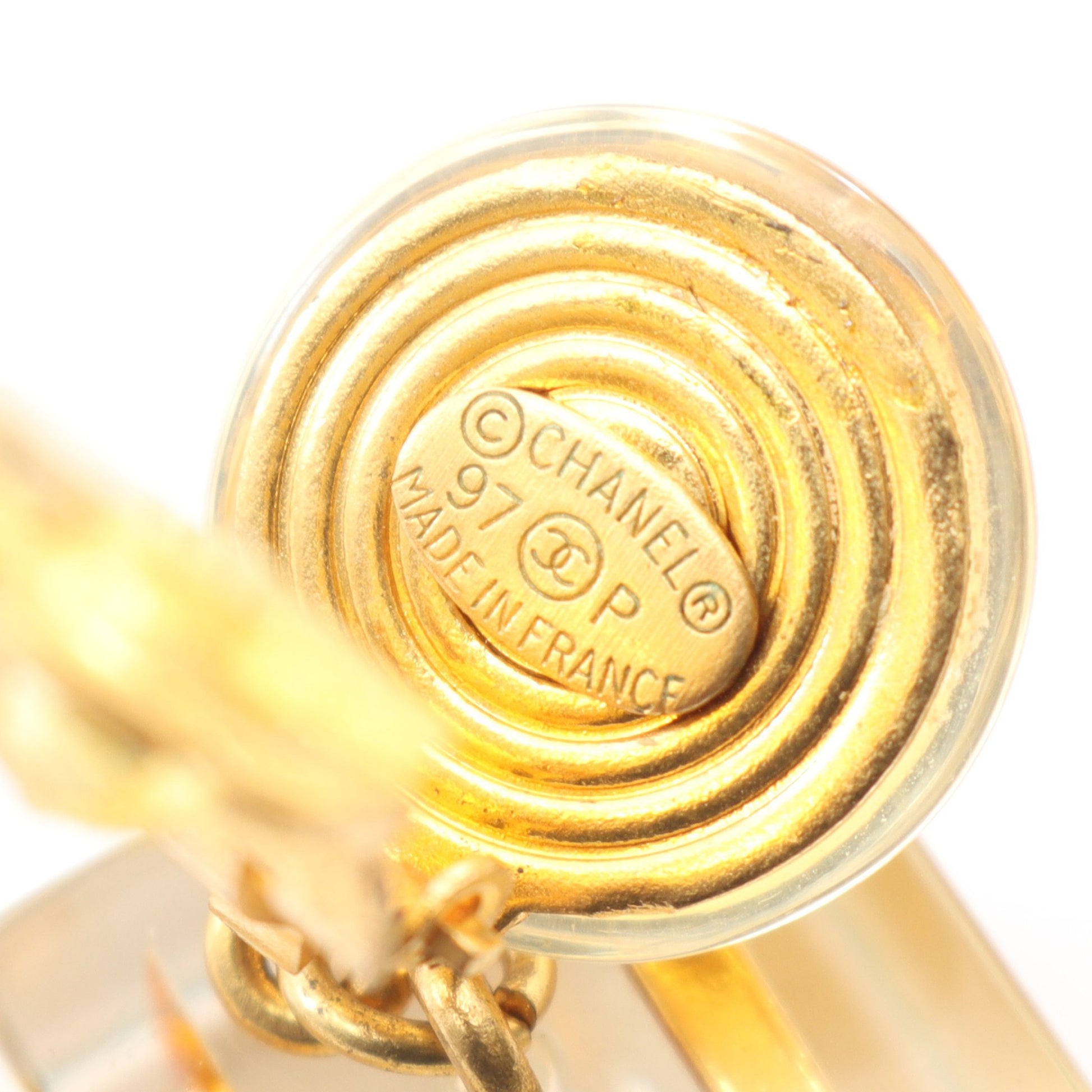 ココマーク キューブ イヤリング GP レジン ゴールド クリア 97P シャネル アクセサリー CHANEL