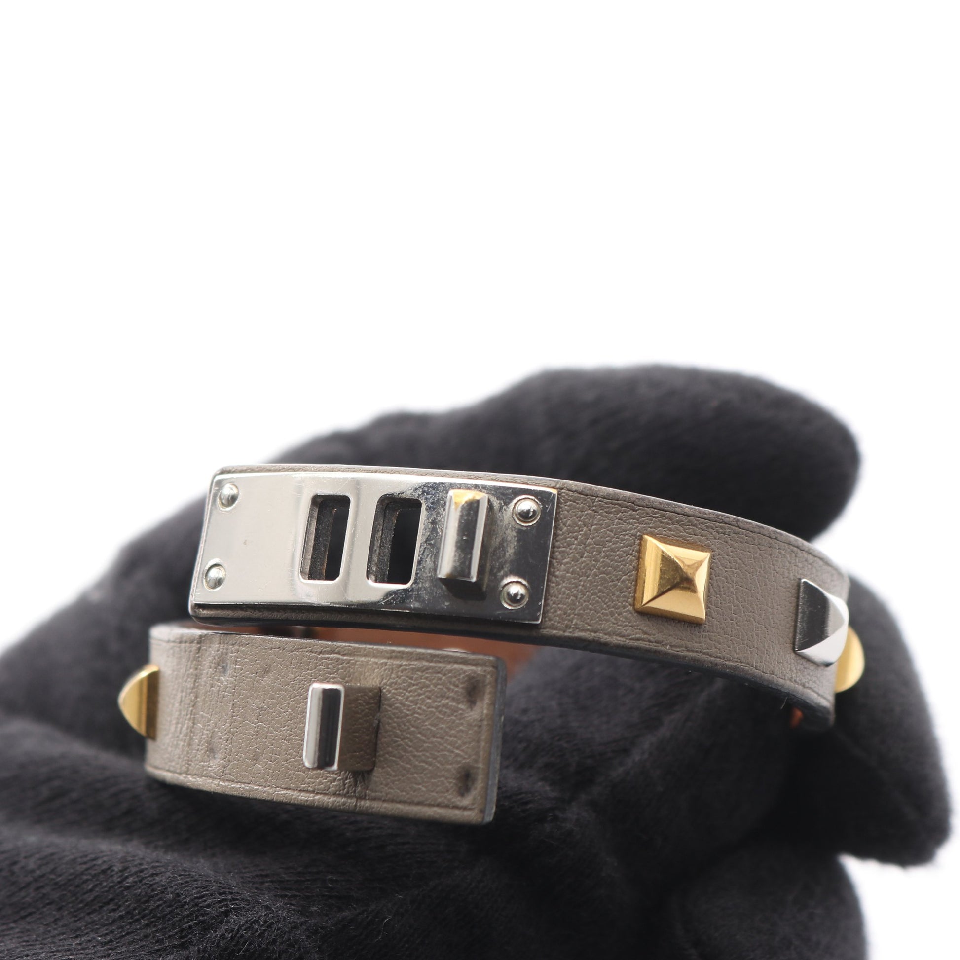 ミニドッグ クルー ブレスレット ヴォースイフト グレー A刻印 エルメス アクセサリー HERMES
