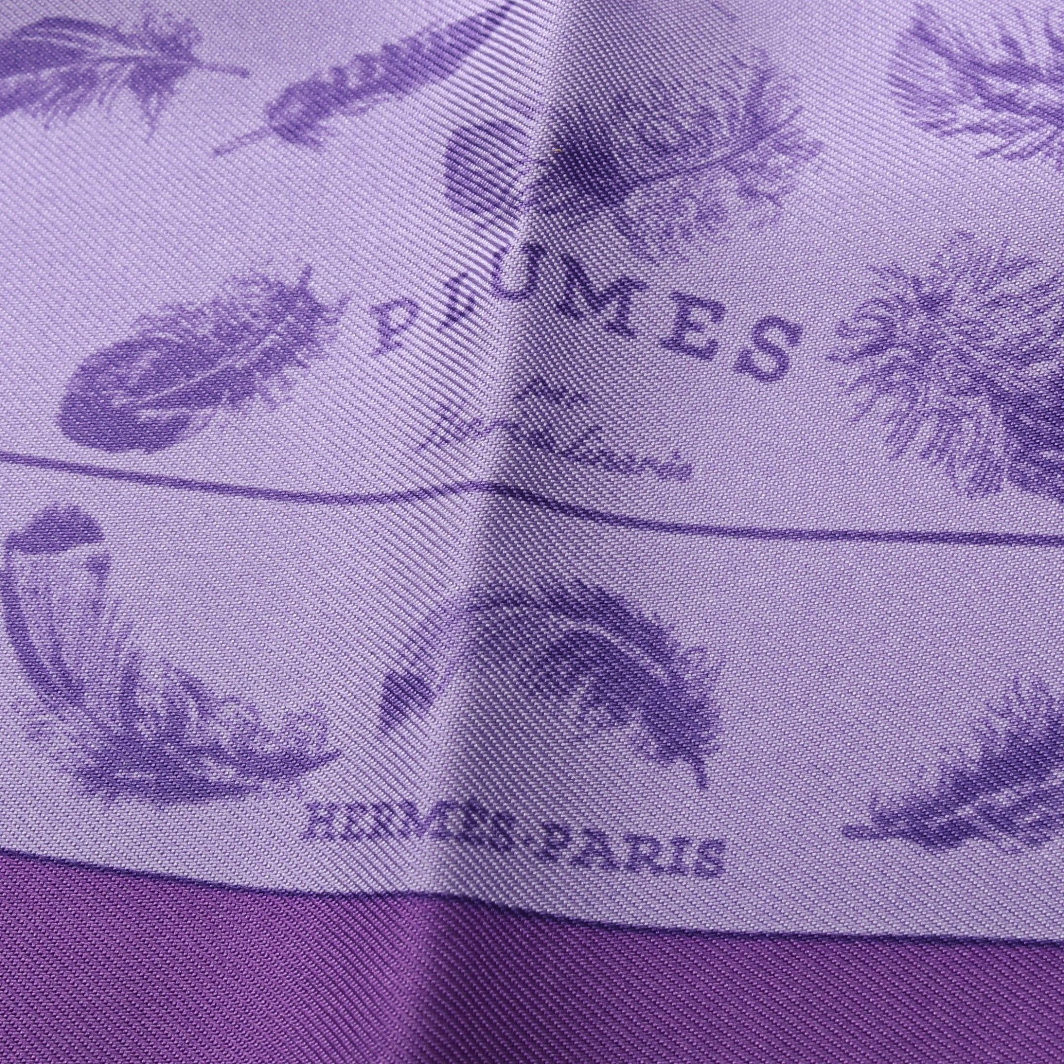 プチカレ カレ45 PLUMES スカーフ シルク パープル エルメス – RECLO
