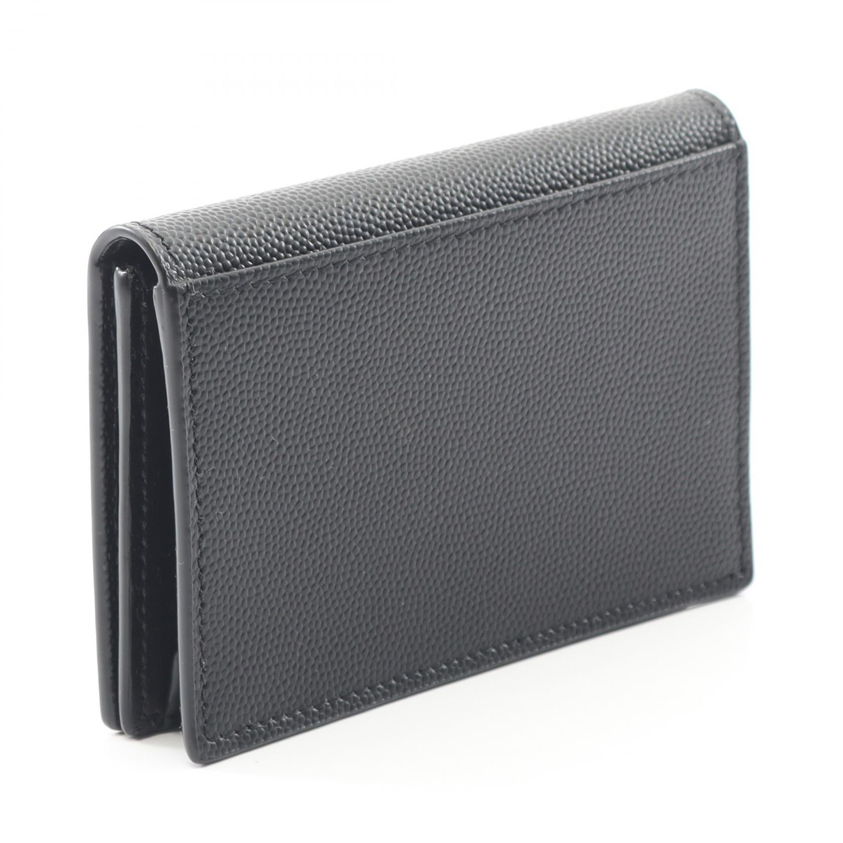 SAINT LAURENT ブラック レザー カードケース Saint Laurent Paris credit card case in grain de poudre leather in