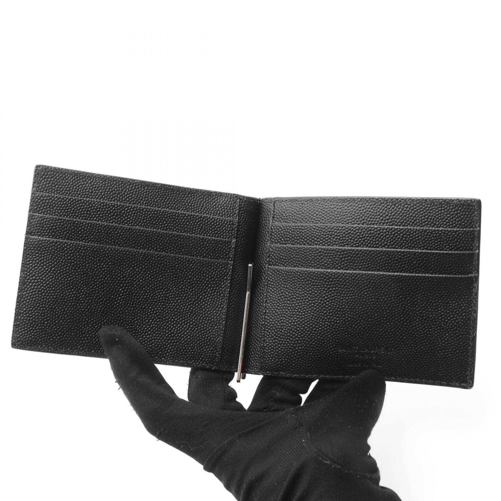 サンローラン サンローランパリ ビルクリップウォレット グレインレザー ブラック 二つ折り札入れ 378005【中古】 クラシック サンローラン ビルクリップ ウォレット 二つ折り財布