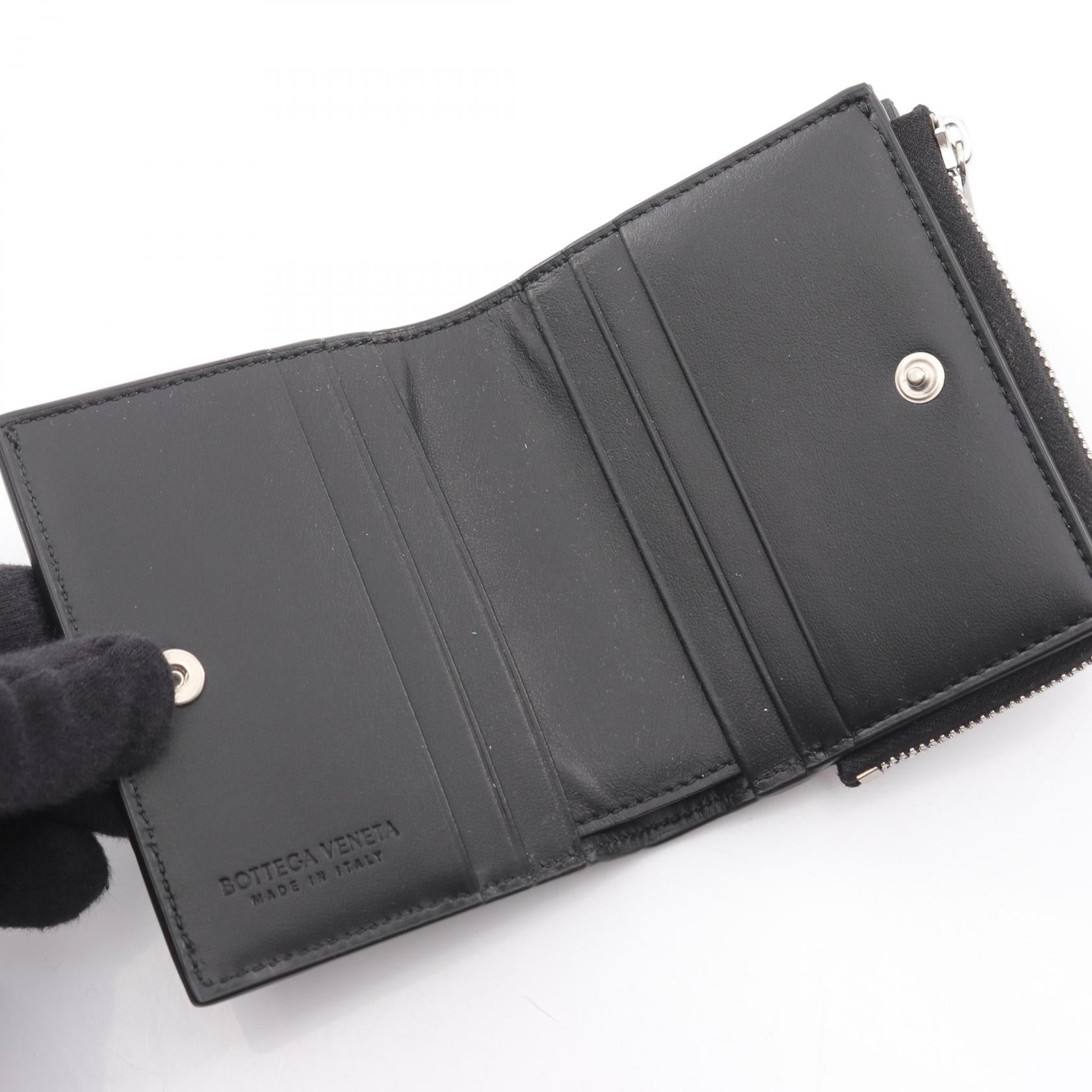 ボッテガヴェネタ BOTTEGA VENETA レザー二つ折り財布 ブラック