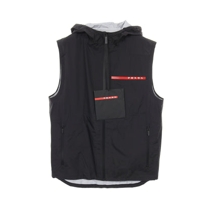 ロゴ ベスト ナイロン ブラック フード付き プラダスポーツ リネアロッサ アウター PRADA SPORT LINEA ROSSA