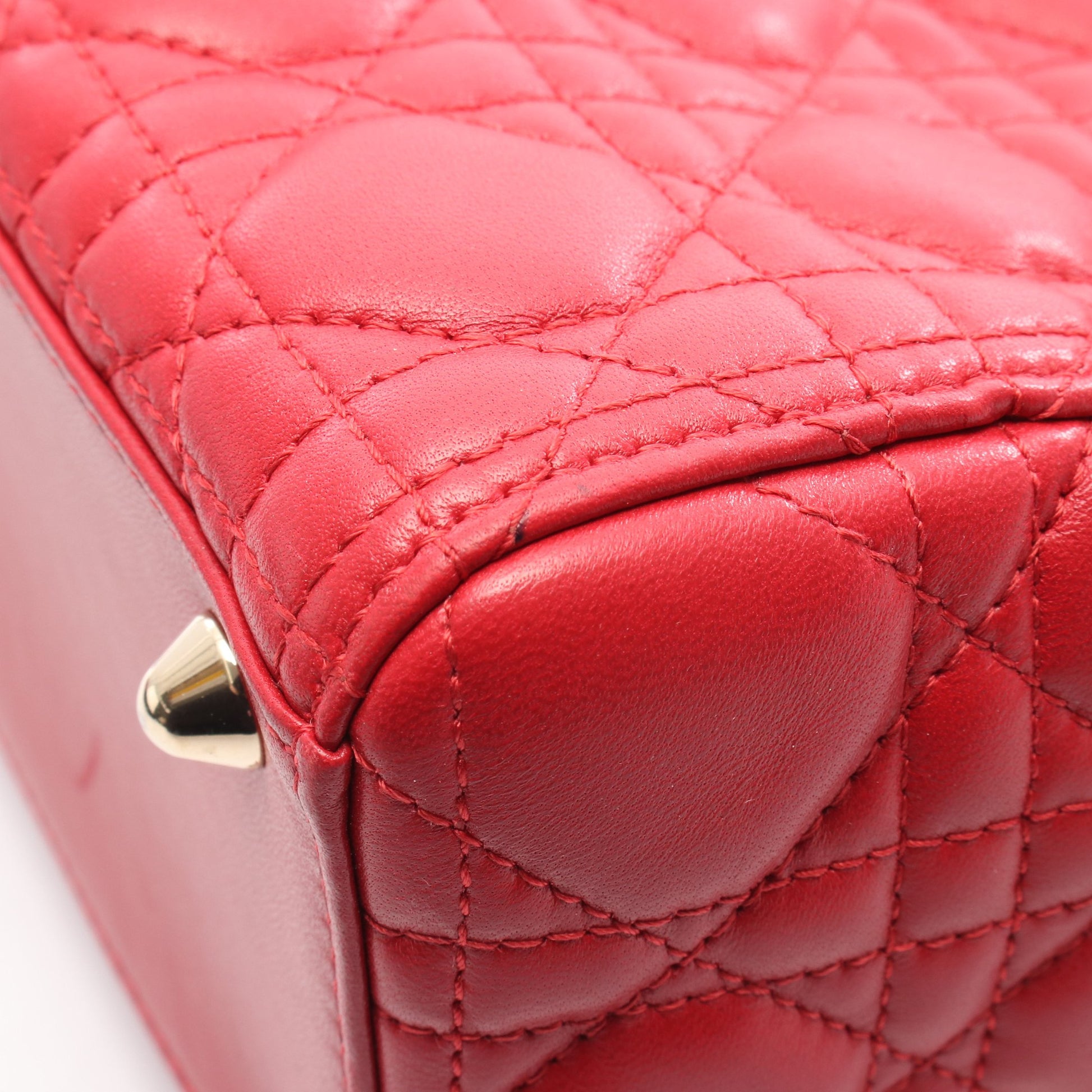 レディディオール ラージ カナージュ ハンドバッグ レザー レッド 2WAY クリスチャンディオール バッグ Christian Dior