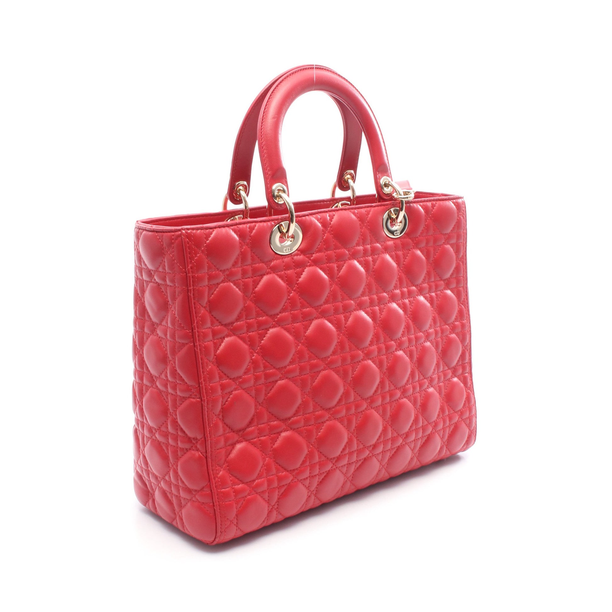 レディディオール ラージ カナージュ ハンドバッグ レザー レッド 2WAY クリスチャンディオール バッグ Christian Dior