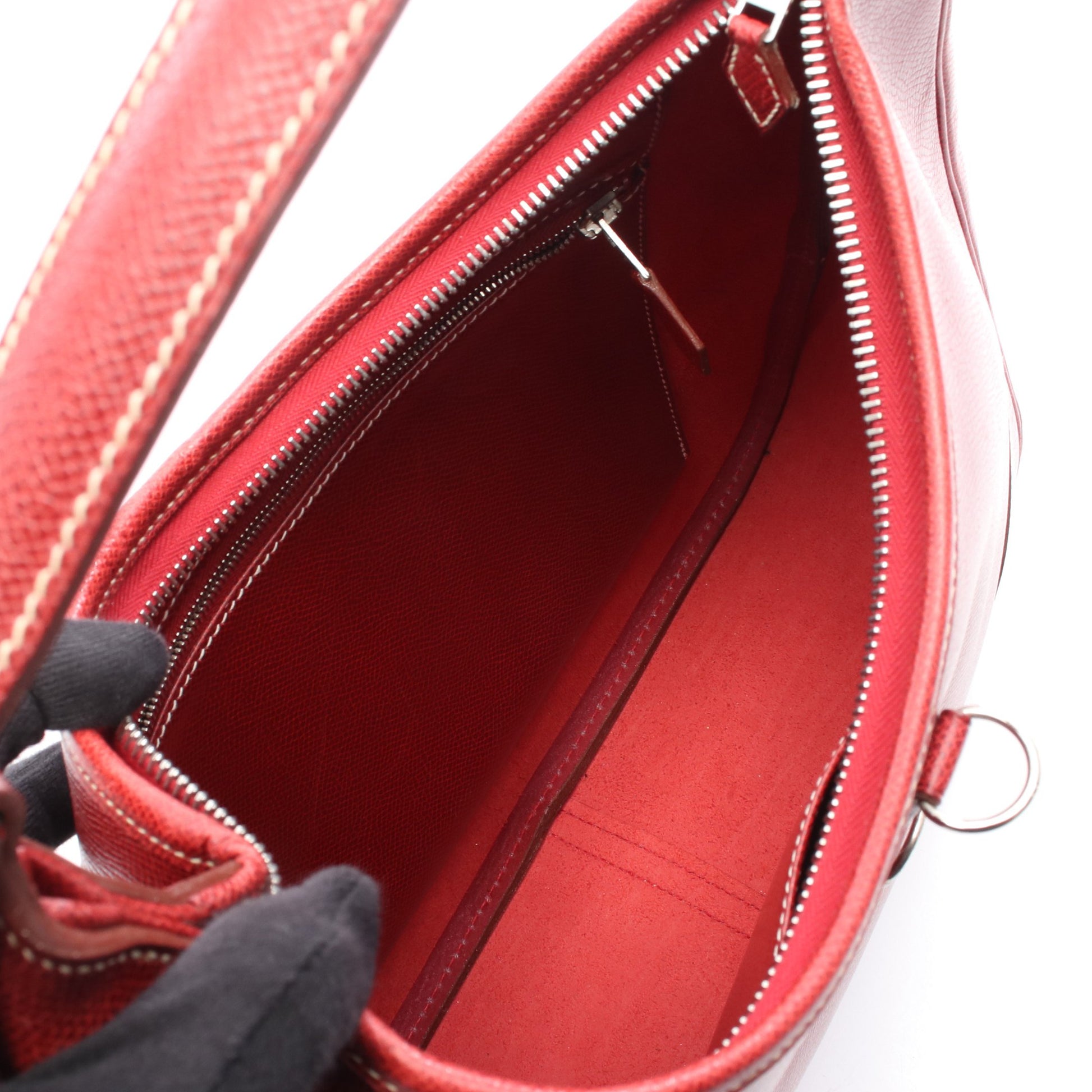 トリム31 ショルダーバッグ クシュベル レッド シルバー金具 □E刻印 エルメス バッグ HERMES