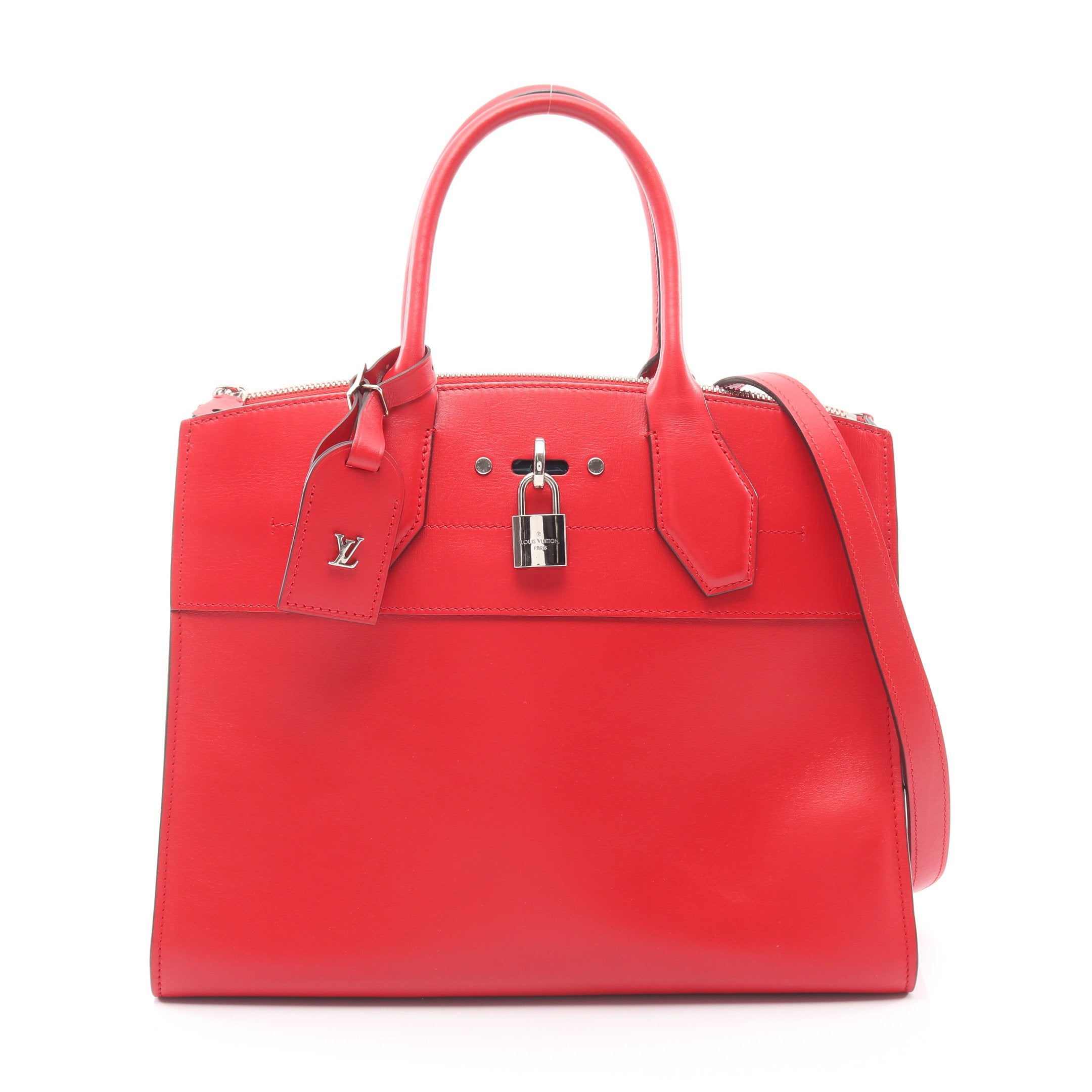 Louis Vuitton レッド ハンドバッグ シティ スティーマーMM リュビ ハンドバッグ レザー レッド 2WAY ルイ
