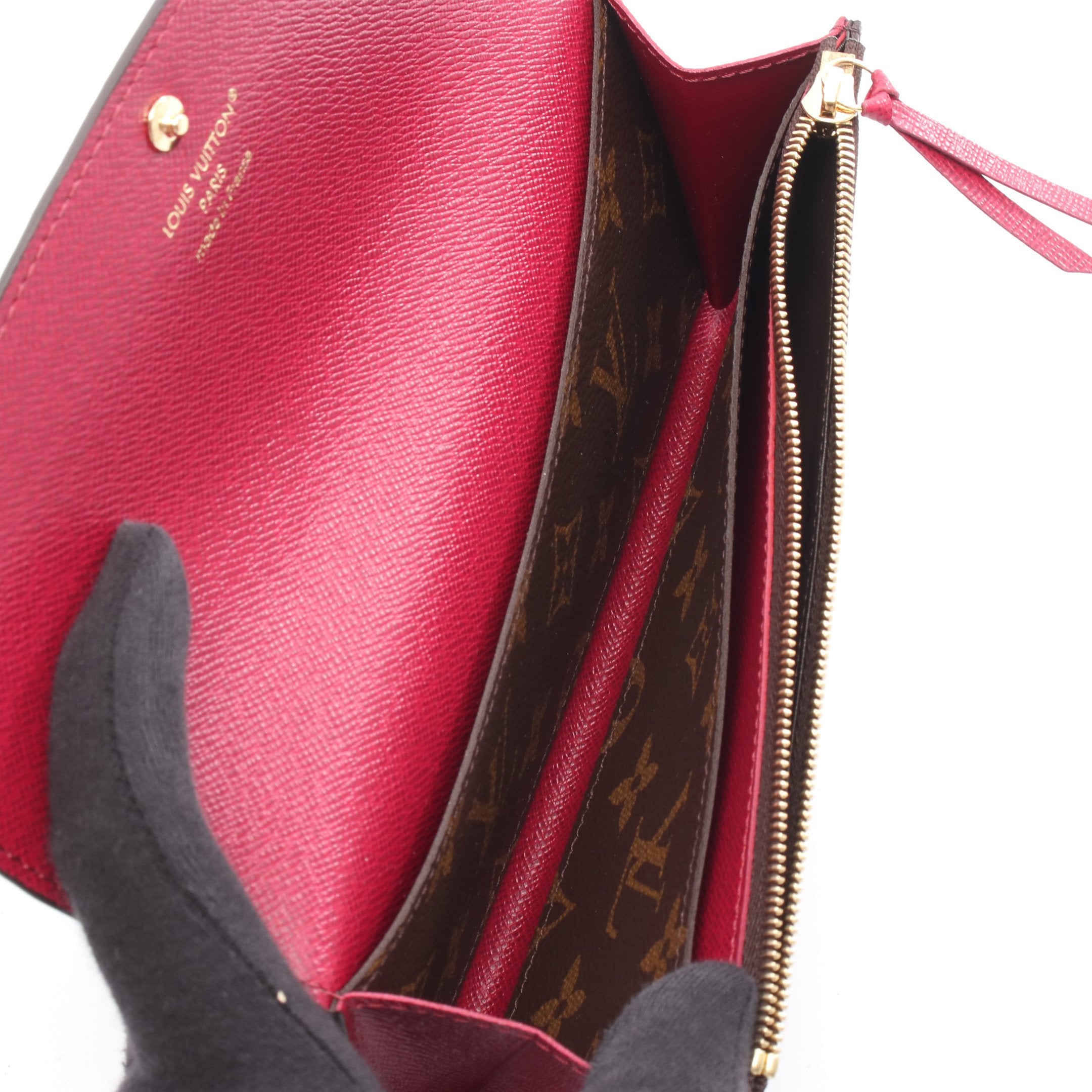 保管品　ルイヴィトン　エミリー　モノグラム　フューシャ　長財布 ポルトフォイユ エミリー モノグラム フューシャ 二つ折り長財布 PVC