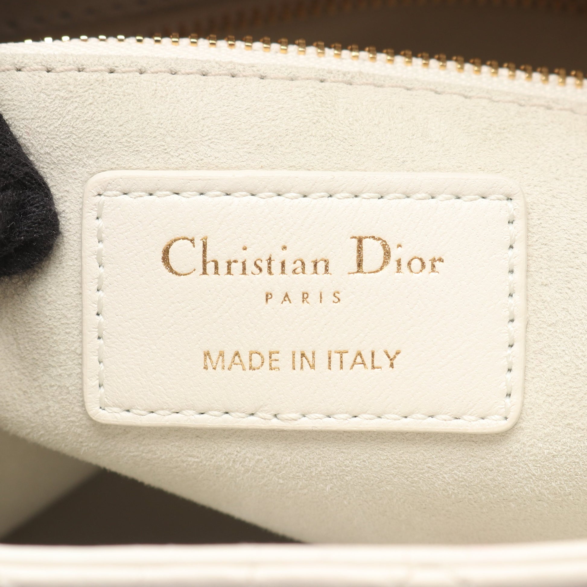 LADY DIOR ミディアムバッグ カナージュ ハンドバッグ レザー オフホワイト 2WAY クリスチャンディオール バッグ Christian Dior