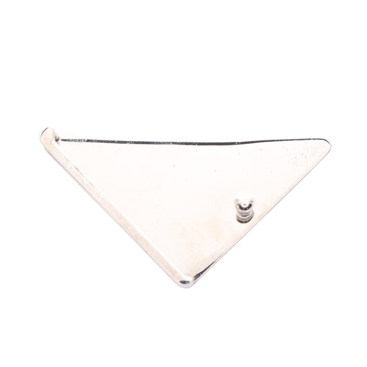 トライアングルロゴ ベルトバックル 小物 エナメル ネイビー シルバー プラダ