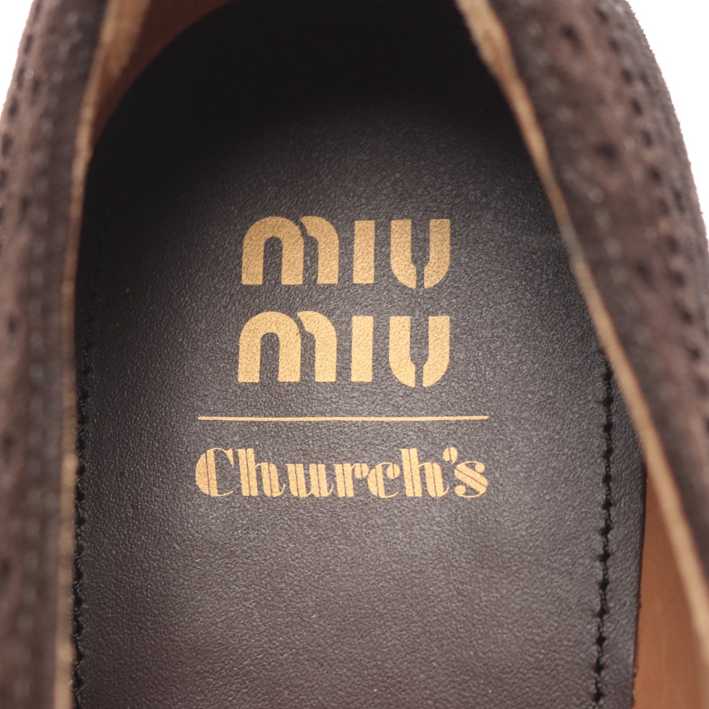 miu miu × Church's SCAMOSCIATO OLD モンクストラップ ドレスシューズ スエード ダークブラウン ミュウミュウ シューズ miu miu