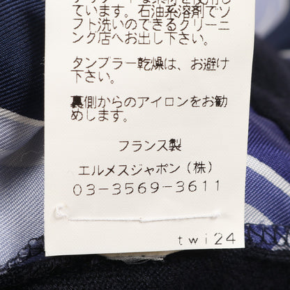 ツイルレーヌ bal de bulles ニット タートルネック カシミヤ シルク ネイビー スカーフ切替 エルメス トップス HERMES