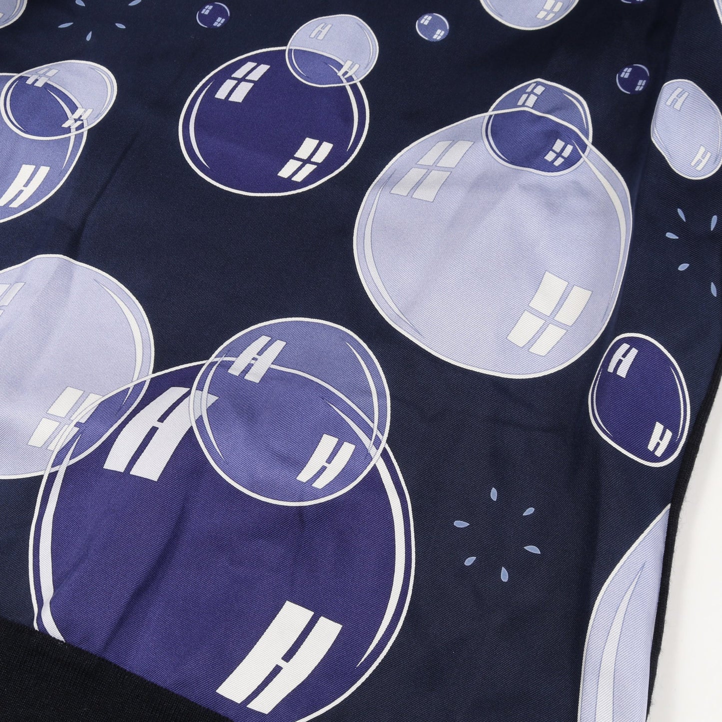 ツイルレーヌ bal de bulles ニット タートルネック カシミヤ シルク ネイビー スカーフ切替 エルメス トップス HERMES
