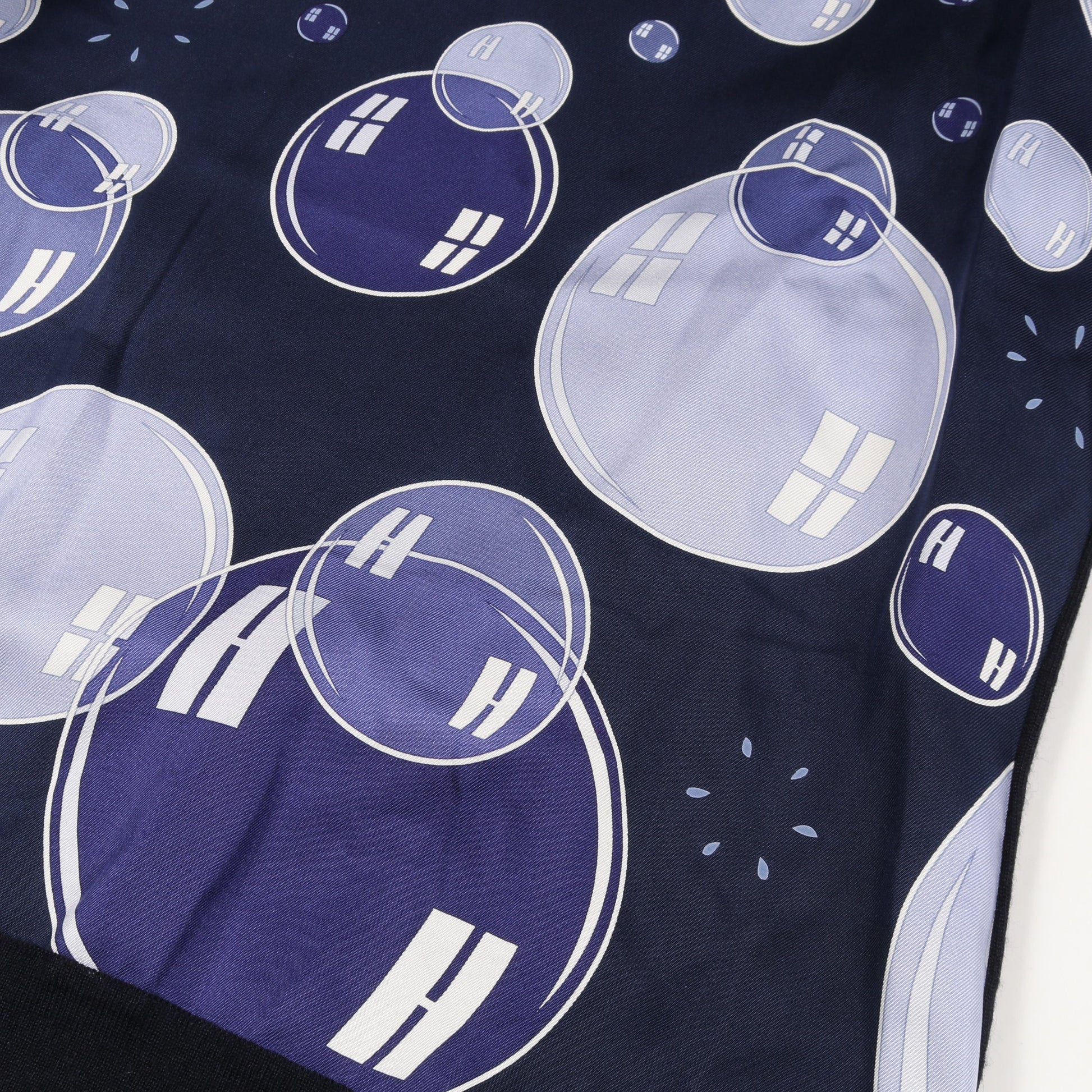 ツイルレーヌ bal de bulles ニット タートルネック カシミヤ シルク ネイビー スカーフ切替 エルメス トップス HERMES