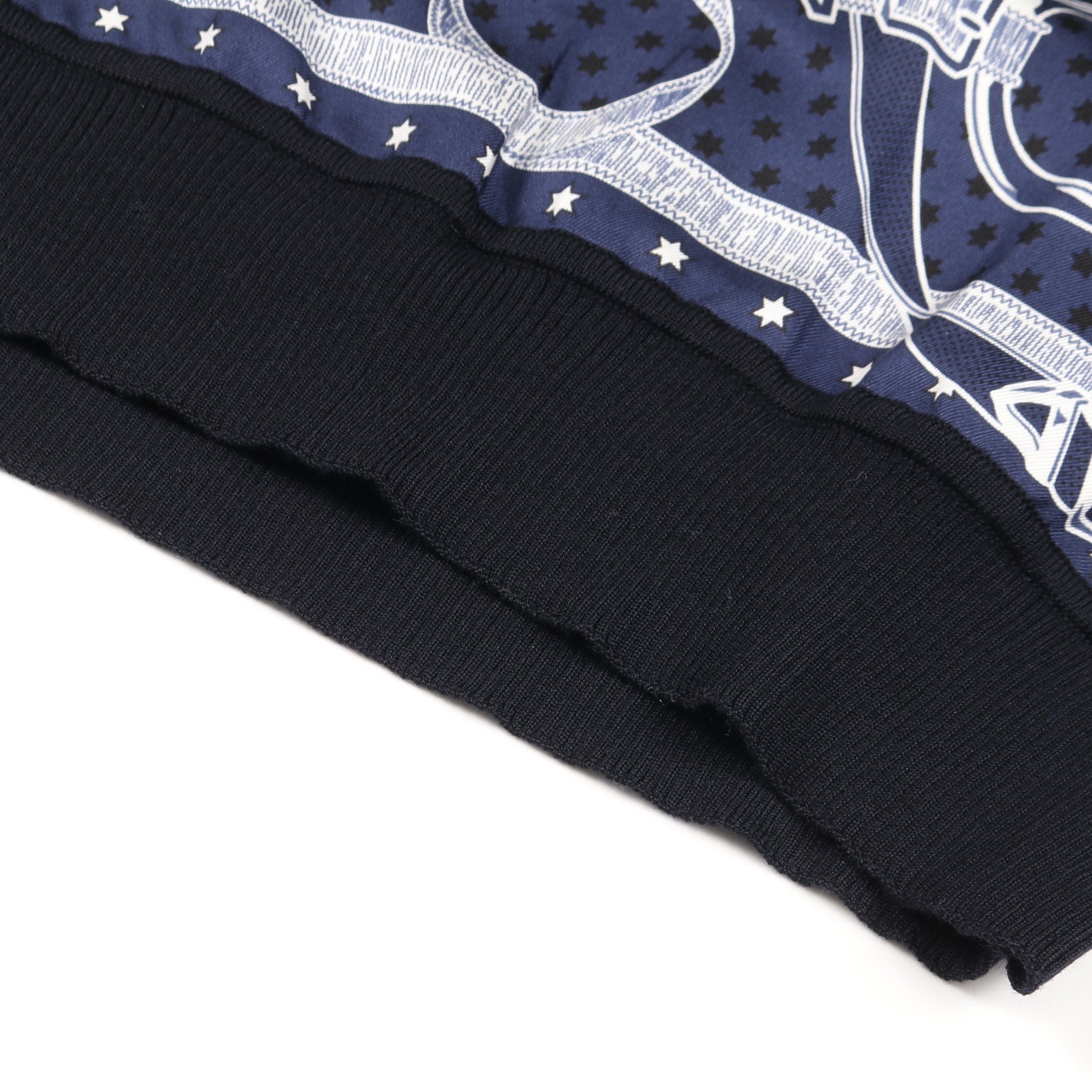 エルメス HERMES ツイルレーヌ Eperon d'Or Bandana ニット 衣料品 トップス ウール シルク シルク レディース ネイビー系 【中古】 ツイルレーヌ Eperon d'Or Bandana ニット クルーネック ウール シルク