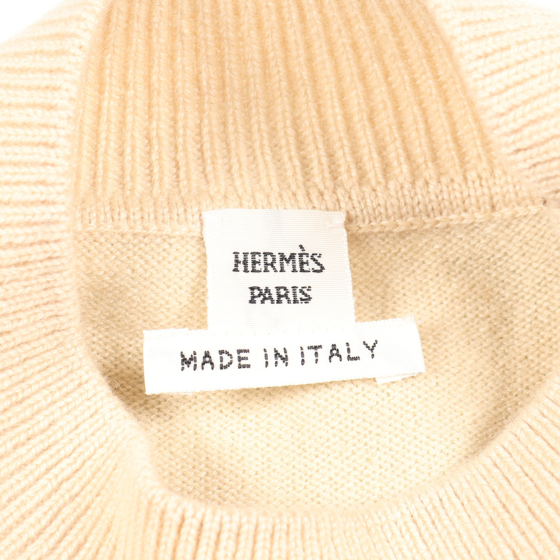ニット カシミヤ ベージュ ライトブルー エルメス トップス HERMES