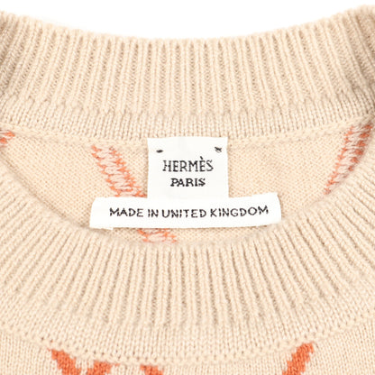 Hロンド ニット クルーネック カシミヤ ベージュ オレンジブラウン エルメス トップス HERMES