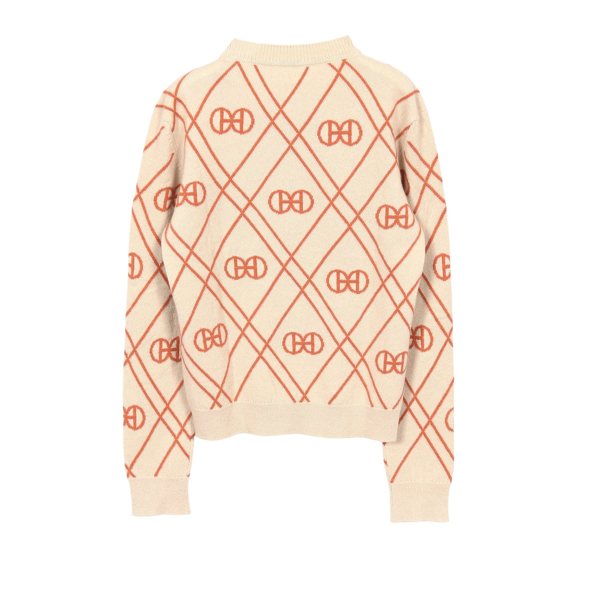 Hロンド ニット クルーネック カシミヤ ベージュ オレンジブラウン エルメス トップス HERMES