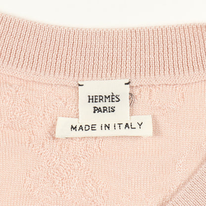 ニット Vネック カシミヤ シルク ピンク エルメス トップス HERMES