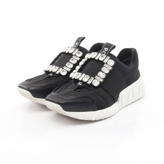 ヴィヴラン ストラス バックル スニーカー ビジュー レザー ファブリック ブラック ロジェヴィヴィエ