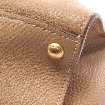 VIT DAINO ハンドバッグ レザー ベージュ 三角プレート 2WAY プラダ バッグ PRADA