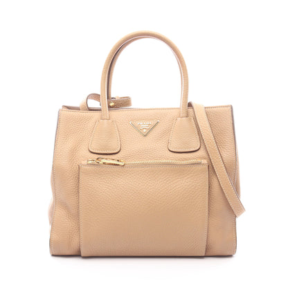 VIT DAINO ハンドバッグ レザー ベージュ 三角プレート 2WAY プラダ バッグ PRADA