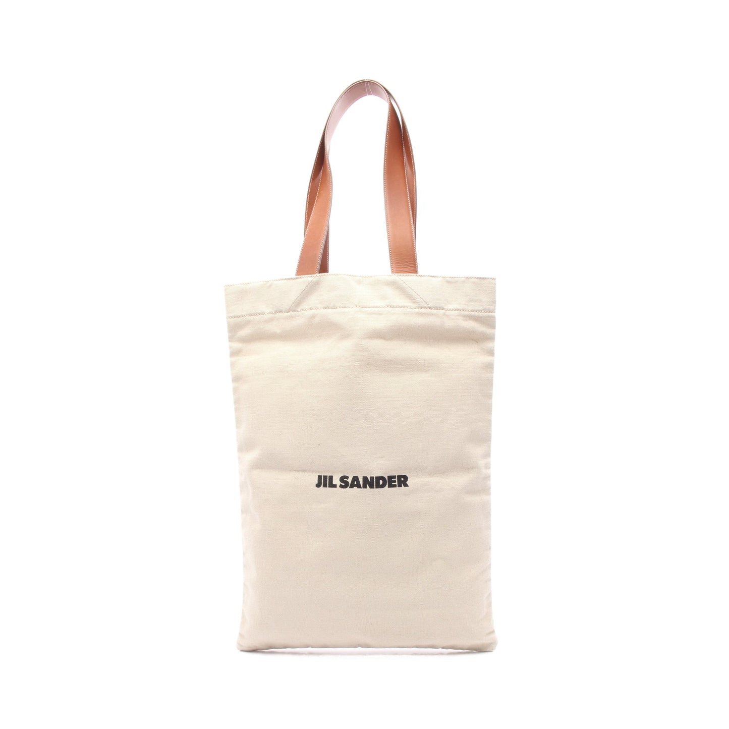 FLAT SHOPPER フラットショッパー ショルダーバッグ トートバッグ キャンバス レザー ベージュ ブラウン ジルサンダー バッグ JIL SANDER