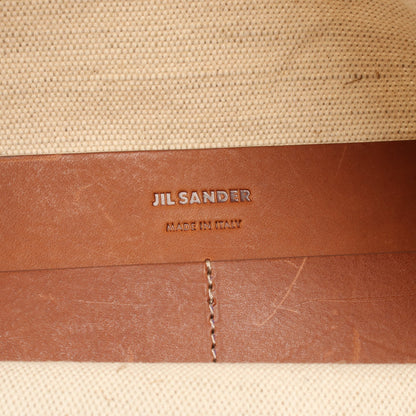 FLAT SHOPPER フラットショッパー ショルダーバッグ トートバッグ キャンバス レザー ベージュ ブラウン ジルサンダー バッグ JIL SANDER