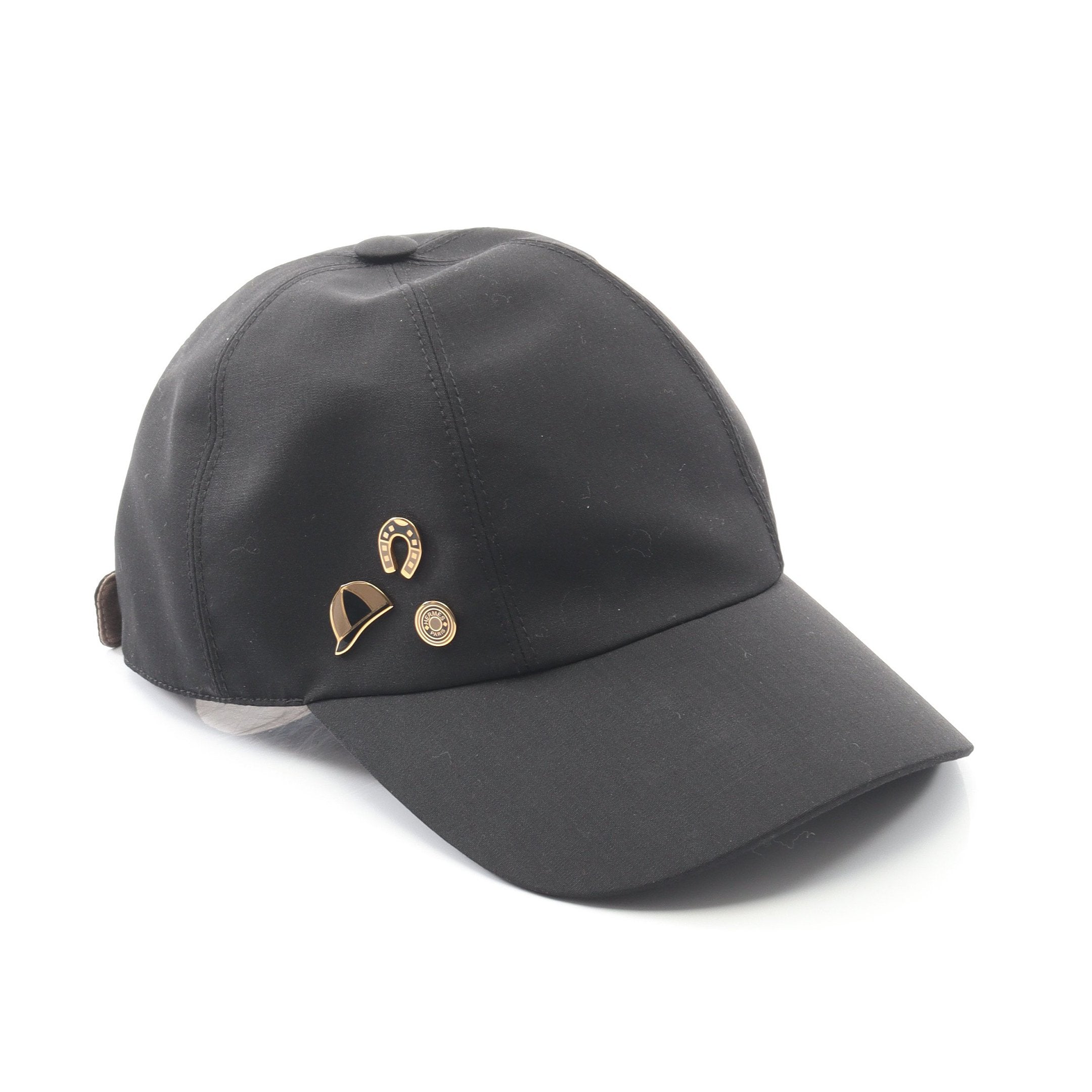 セレナジャンプ キャップ ウール ブラック ピンバッジ付き エルメス