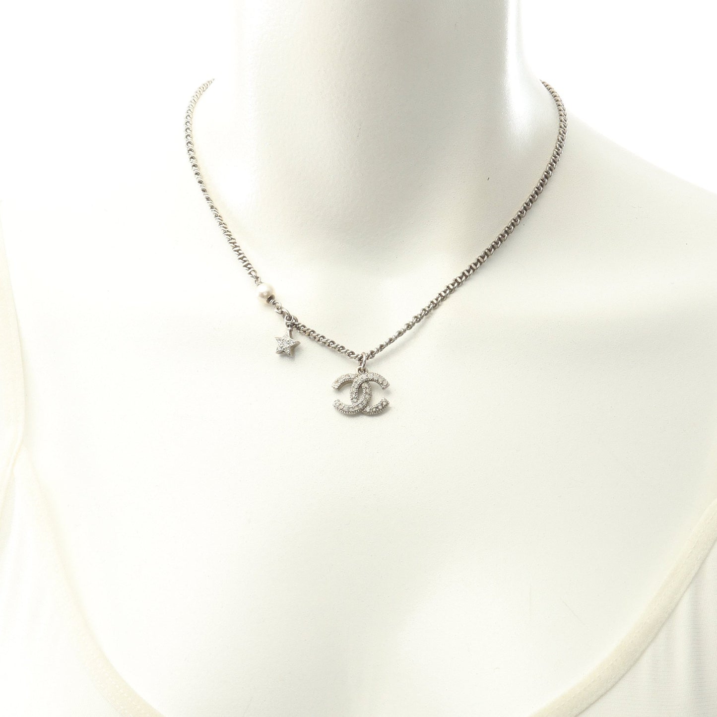 ネックレス ラインストーン フェイクパール ゴールド ホワイト クリア D20P シャネル アクセサリー CHANEL