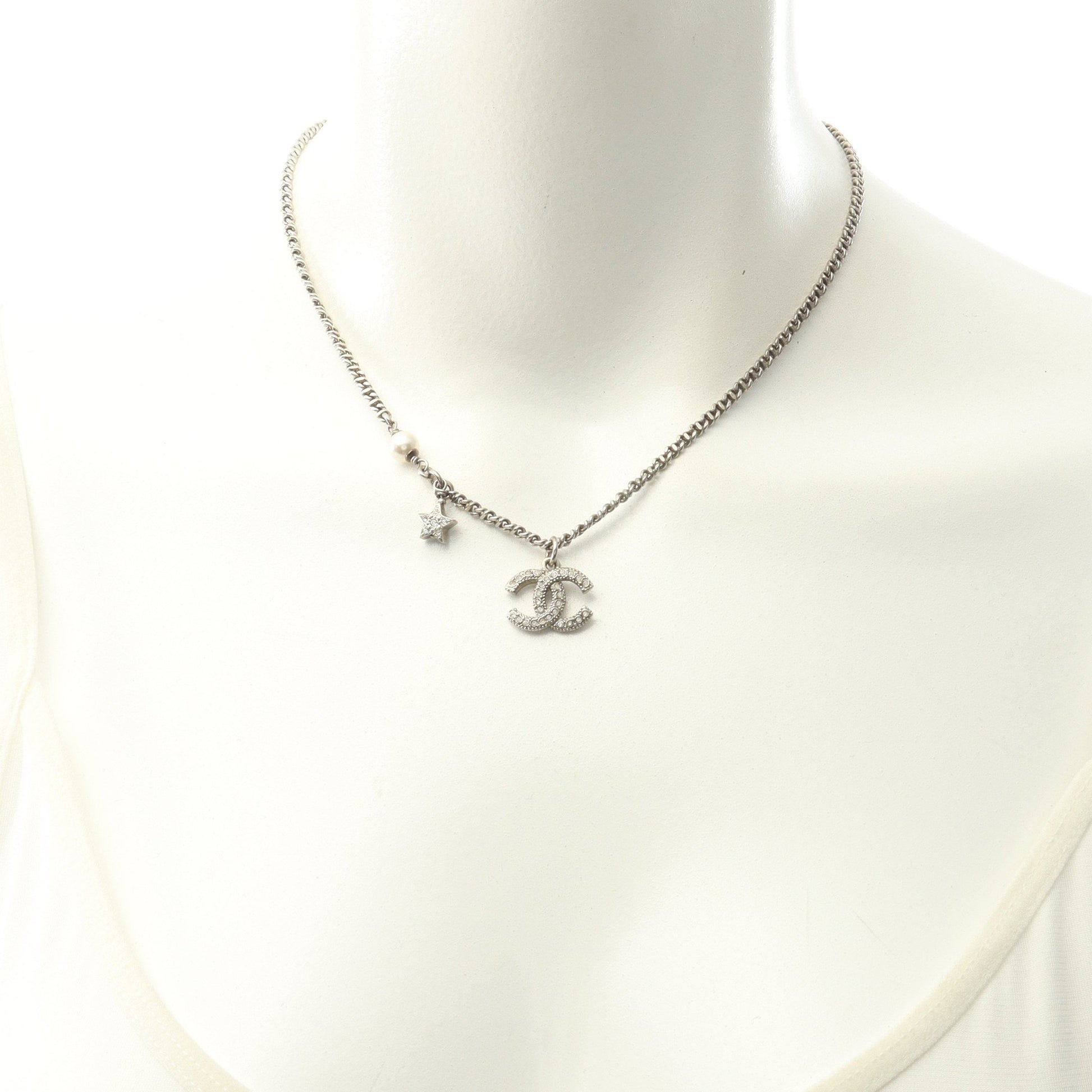 ネックレス ラインストーン フェイクパール ゴールド ホワイト クリア D20P シャネル アクセサリー CHANEL