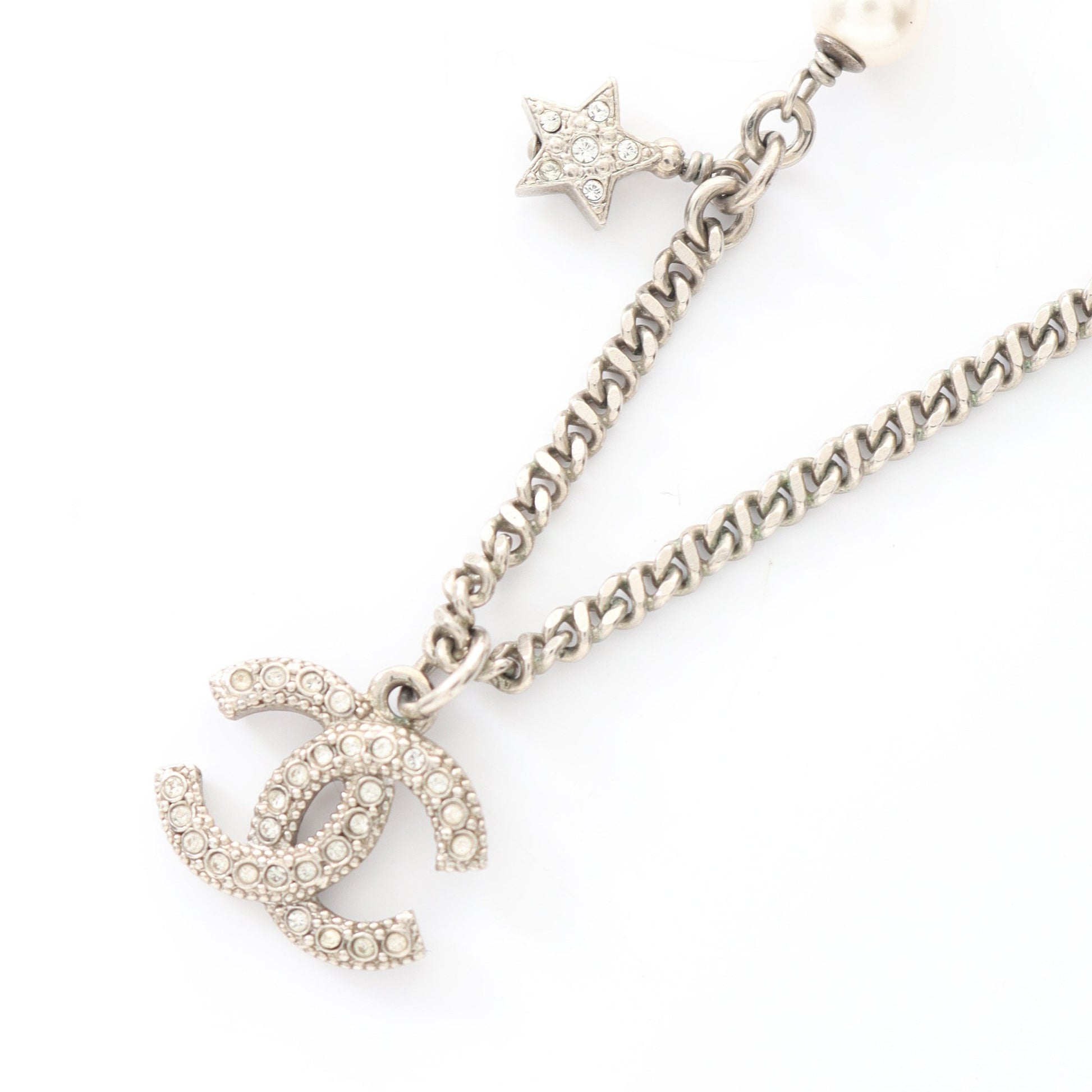 ネックレス ラインストーン フェイクパール ゴールド ホワイト クリア D20P シャネル アクセサリー CHANEL
