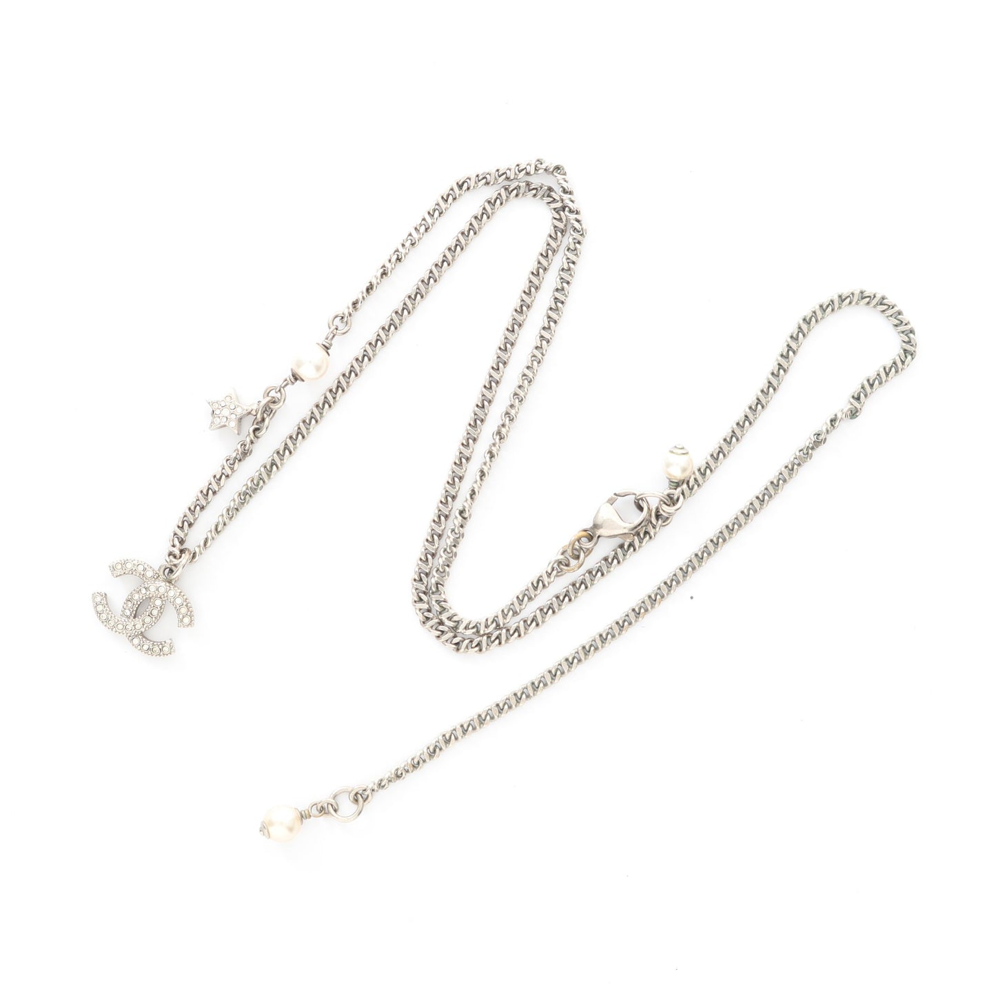 ネックレス ラインストーン フェイクパール ゴールド ホワイト クリア D20P シャネル アクセサリー CHANEL