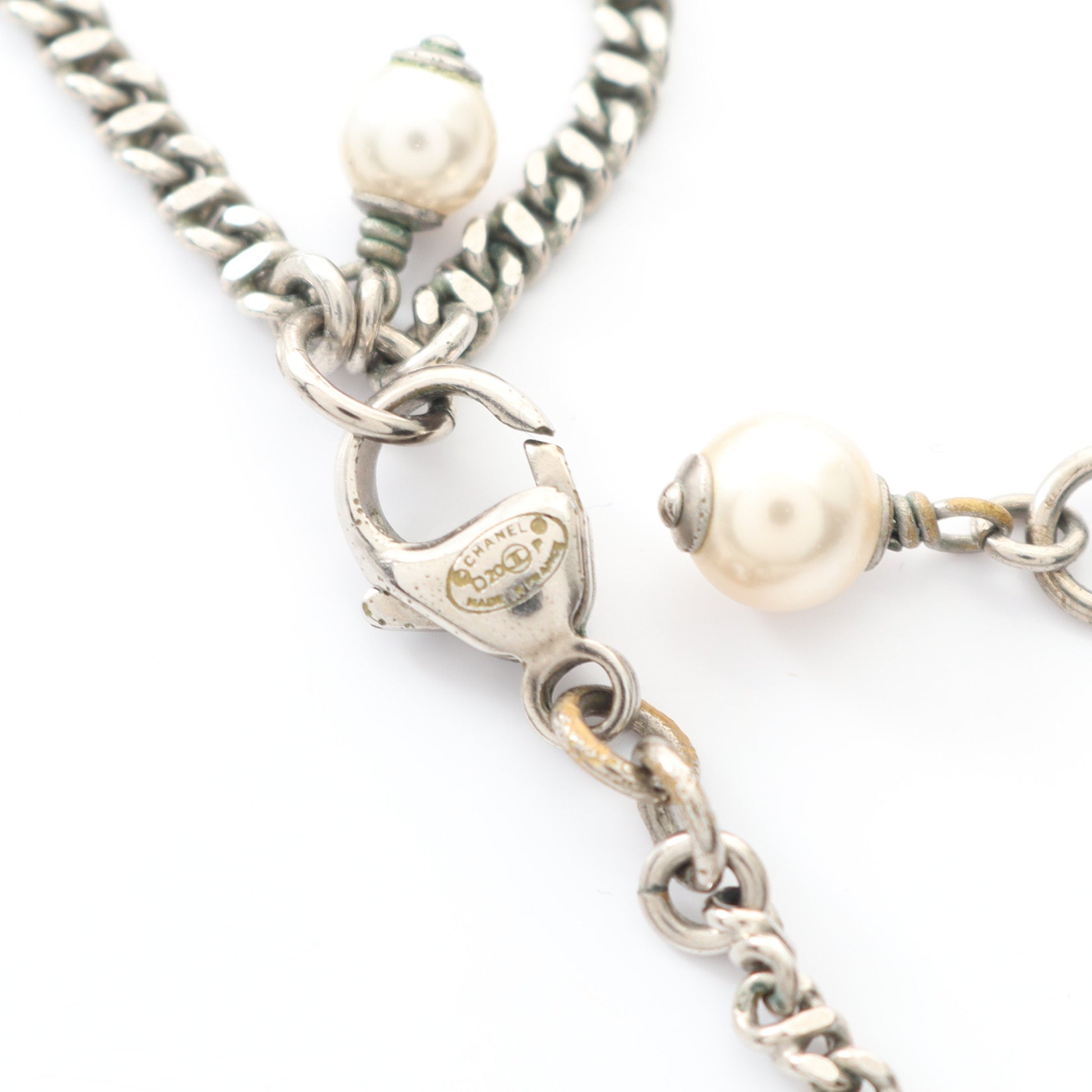 ネックレス ラインストーン フェイクパール ゴールド ホワイト クリア D20P シャネル アクセサリー CHANEL