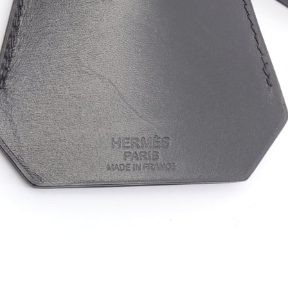 クロシェット バッグチャーム ボックスカーフ ブラック シルバー金具 □L刻印 エルメス 財布・小物 HERMES