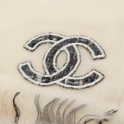 ココマーク ストール チェック カシミヤ アイボリー グレー 13A シャネル 財布・小物 CHANEL