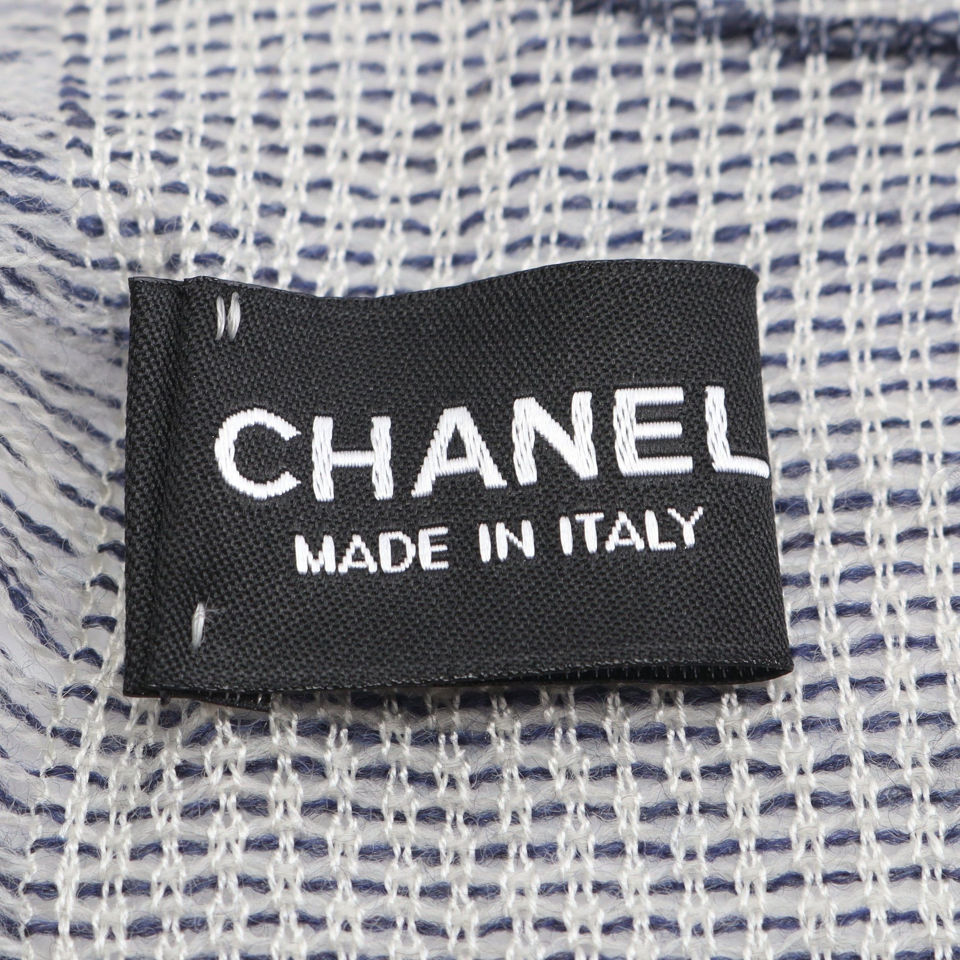 ココマーク カメリア ストール ショール ウール シルク オフホワイト ネイビー 14P シャネル 財布・小物 CHANEL