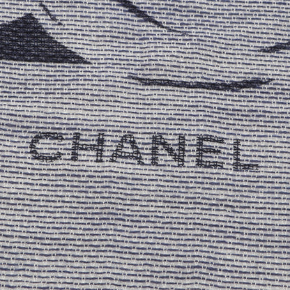 ココマーク カメリア ストール ショール ウール シルク オフホワイト ネイビー 14P シャネル 財布・小物 CHANEL