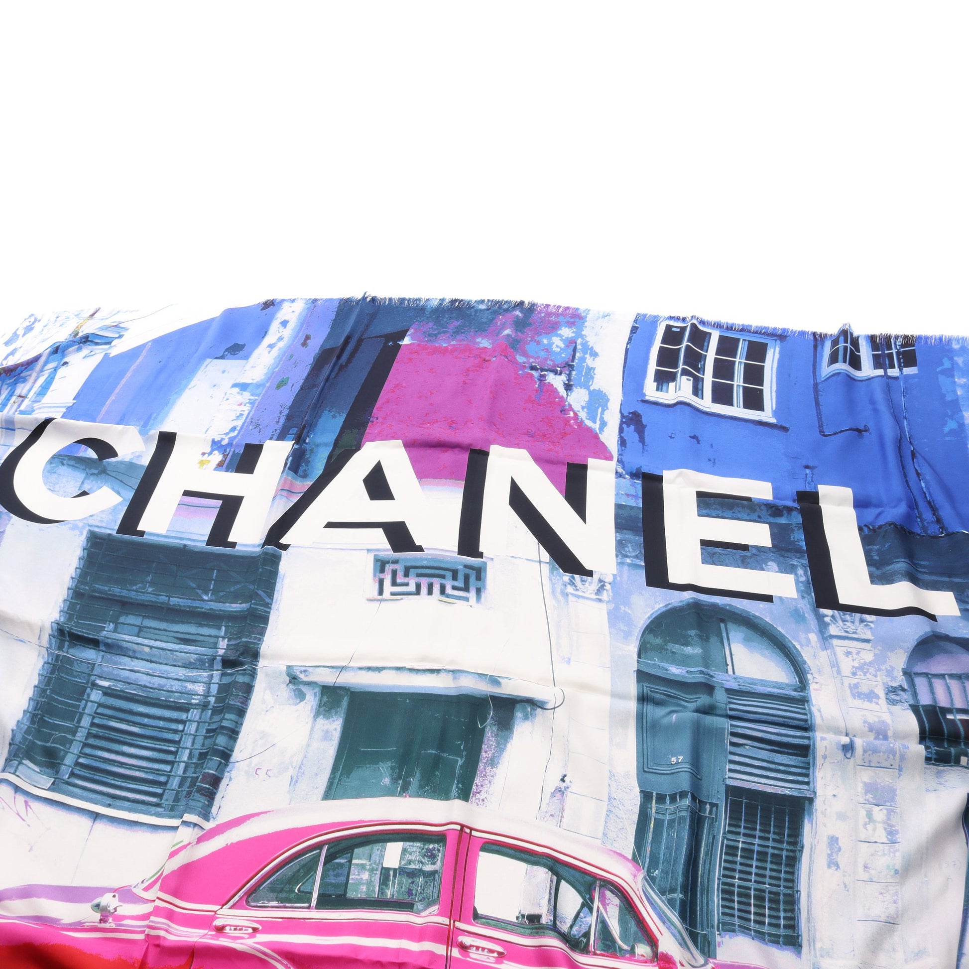 ストール ショール 車プリント ロゴ シルク ピンクパープル マルチカラー シャネル 財布・小物 CHANEL