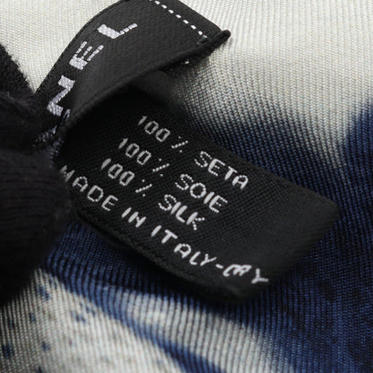 ショール スカーフ ロゴ シルク ダークブルー グレー シャネル 財布・小物 CHANEL