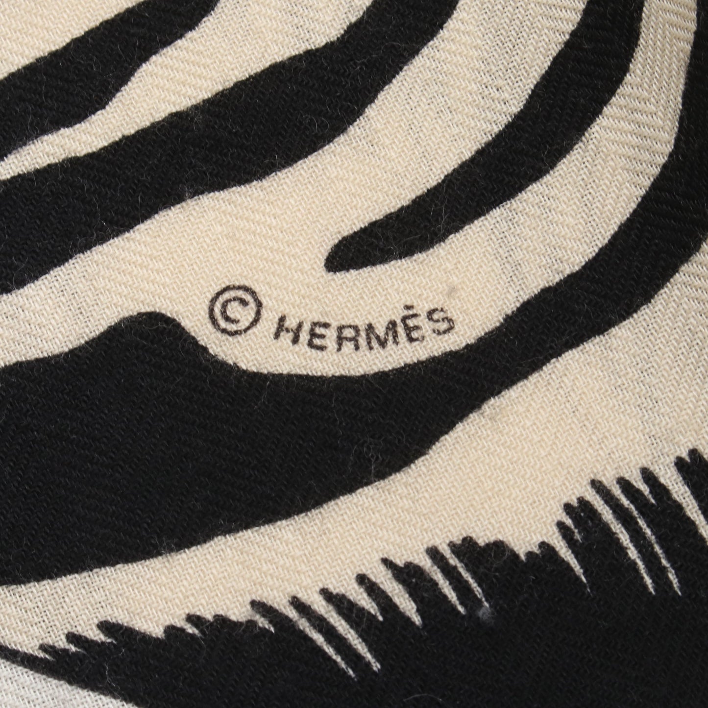 カレジェアン カレ140 ZEBRA PEGASUS スカーフ ショール カシミヤ シルク アイボリー ブラック エルメス 財布・小物 HERMES