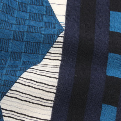 カレジェアン カレ140 PATCHWORK HORSE スカーフ ショール カシミヤ シルク ネイビー グレー エルメス 財布・小物 HERMES
