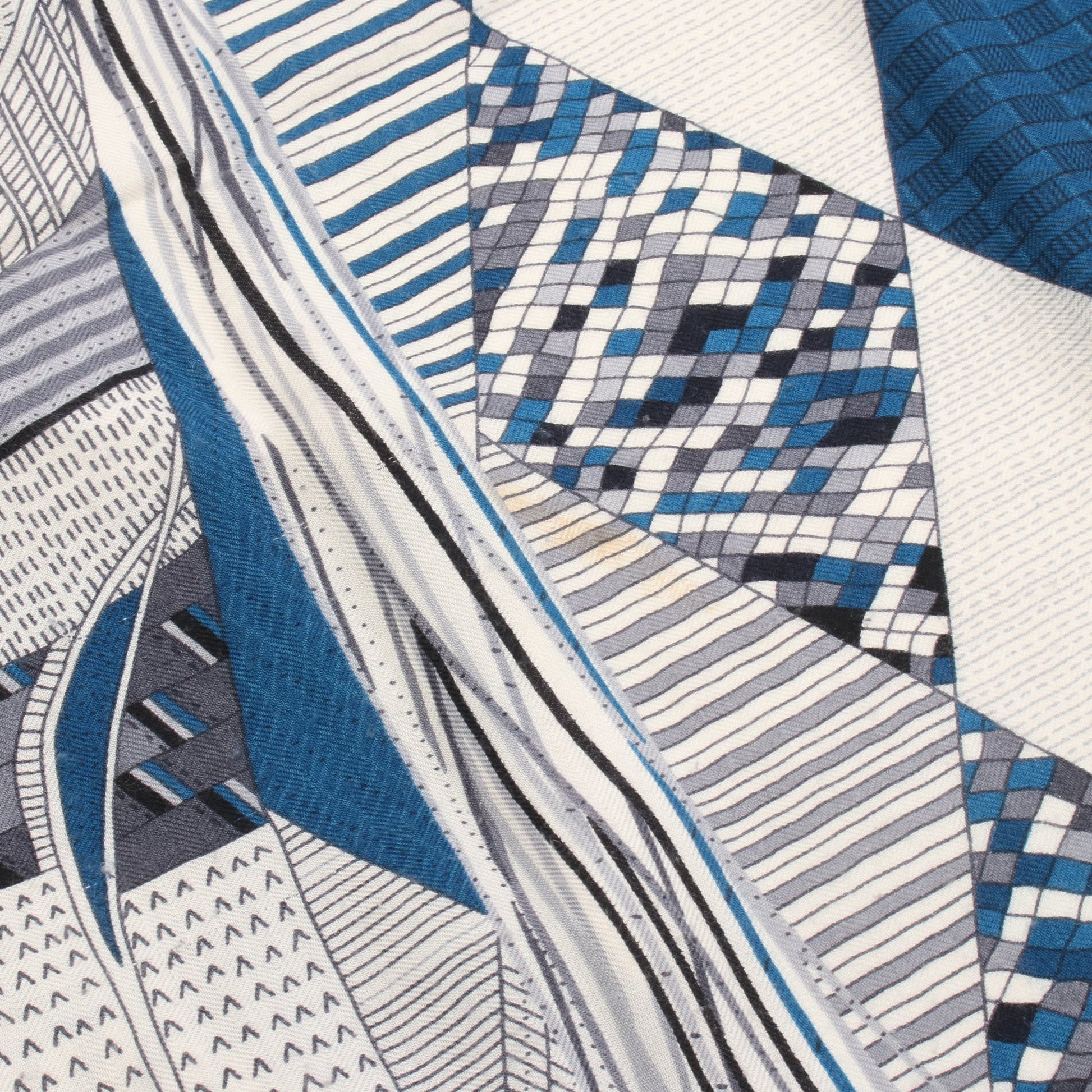 カレジェアン カレ140 PATCHWORK HORSE スカーフ ショール カシミヤ シルク ネイビー グレー エルメス 財布・小物 HERMES