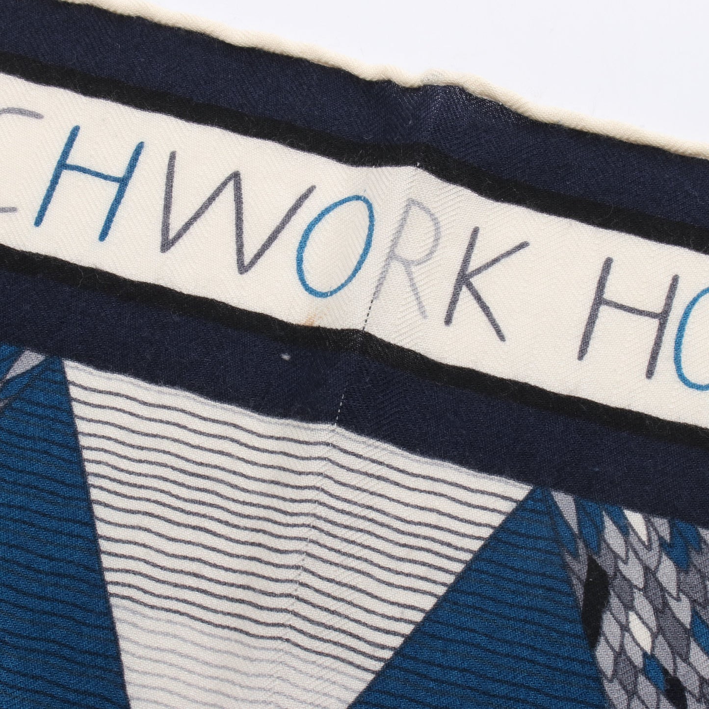 カレジェアン カレ140 PATCHWORK HORSE スカーフ ショール カシミヤ シルク ネイビー グレー エルメス 財布・小物 HERMES