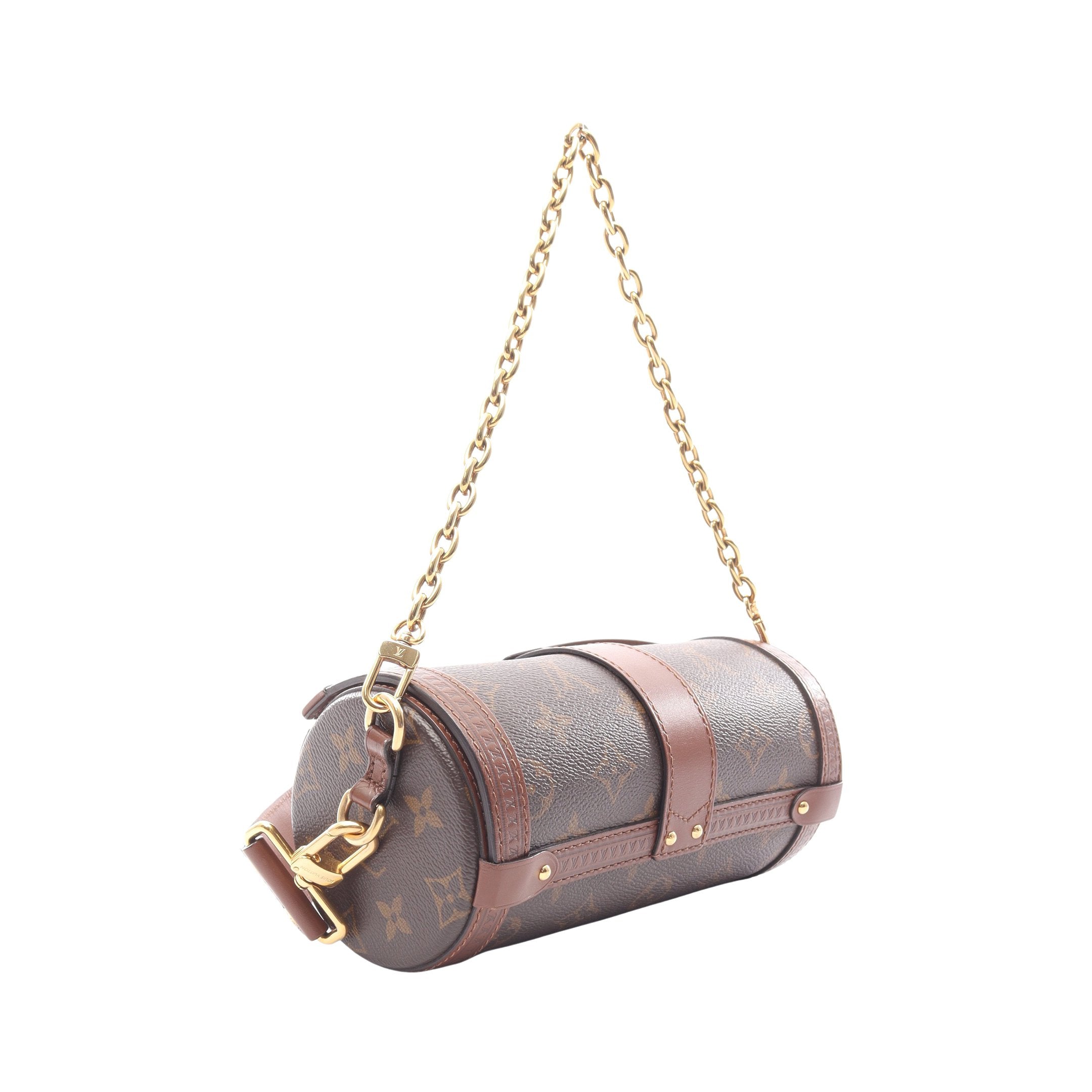 パピヨン トランク モノグラム チェーンハンドバッグ PVC レザー