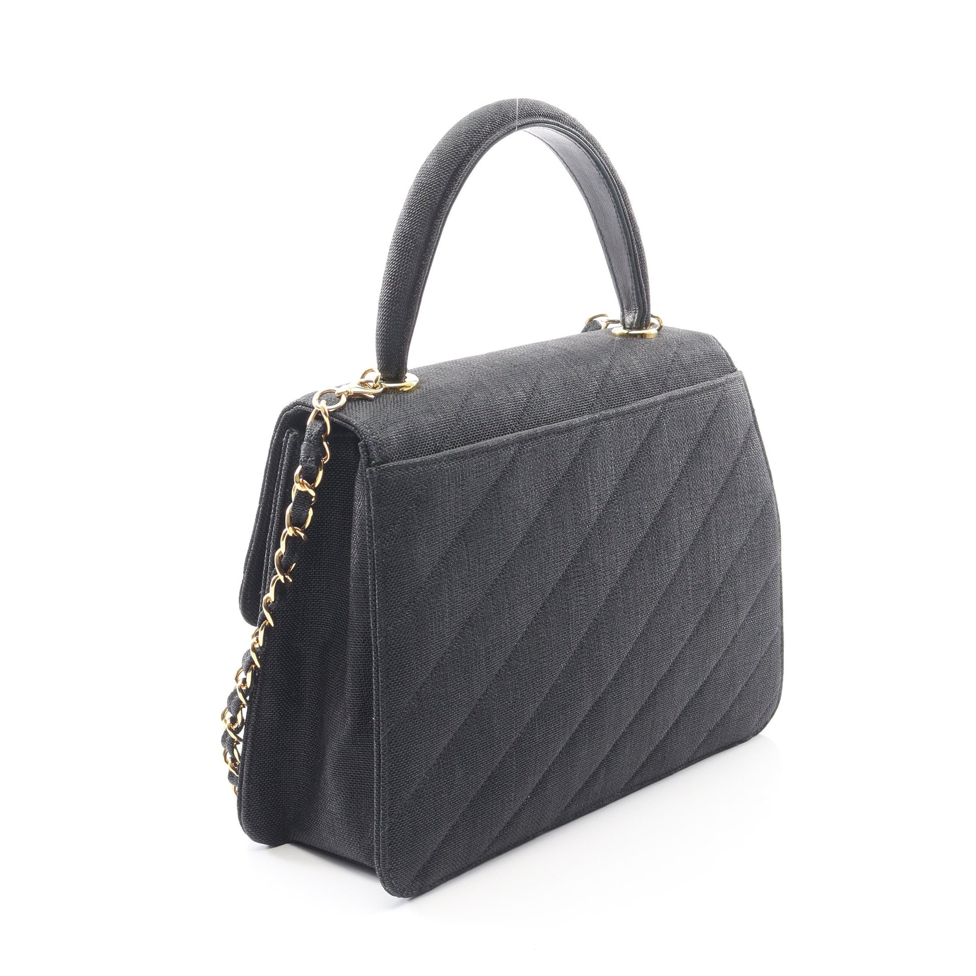 ハンドバッグ ナイロンキャンバス ダークグレー ゴールド金具 2WAY ヴィンテージ シャネル バッグ CHANEL